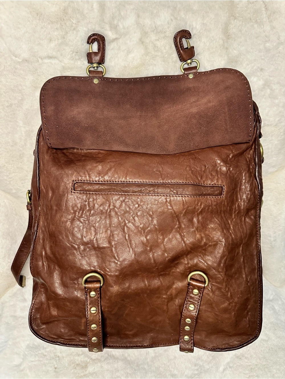 Cynthia Rowley Brown Leather Studded Shoulder Bag W/ Adjustable Strap - Picture 4 of 10